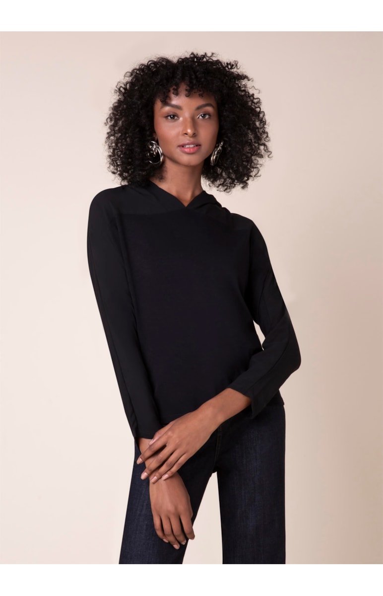 Blusa Capuz Malha Flow Preto