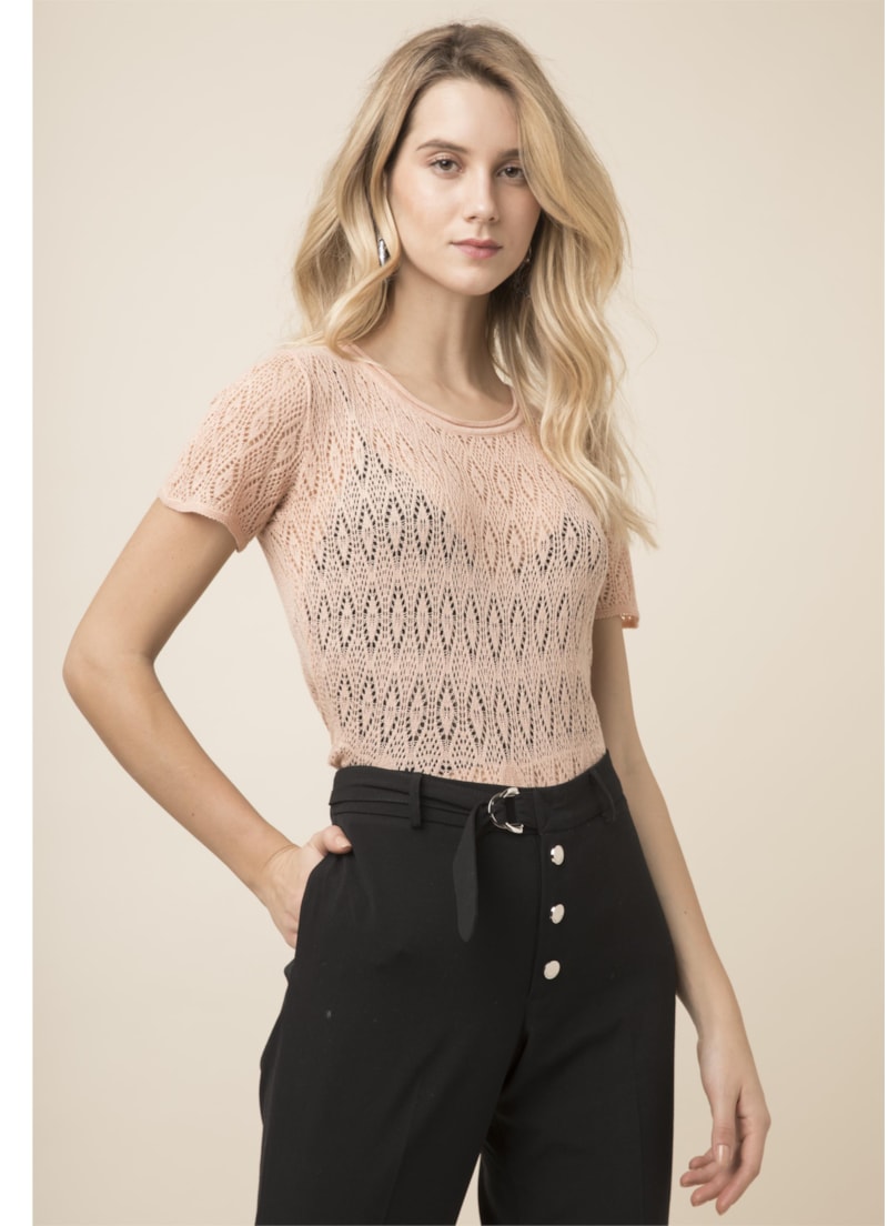 Blusa Careca Rendada Nude