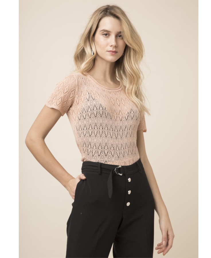 Blusa Careca Rendada Nude