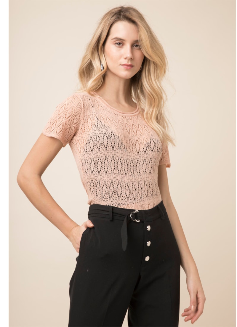 Blusa Careca Rendada Nude