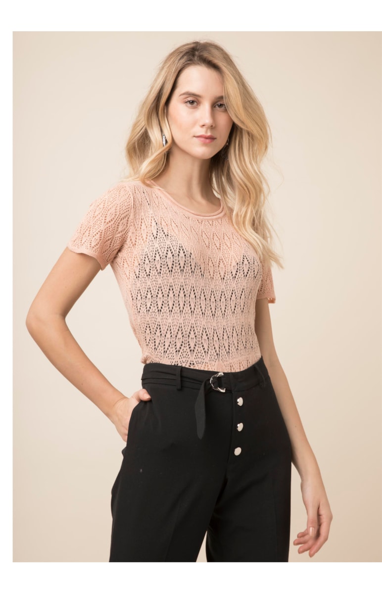 Blusa Careca Rendada Nude