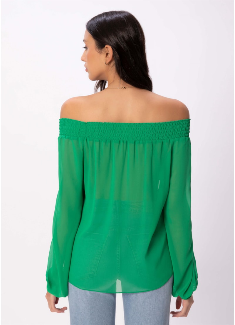 Blusa Chiffon Light Lastex Verde Bandeira