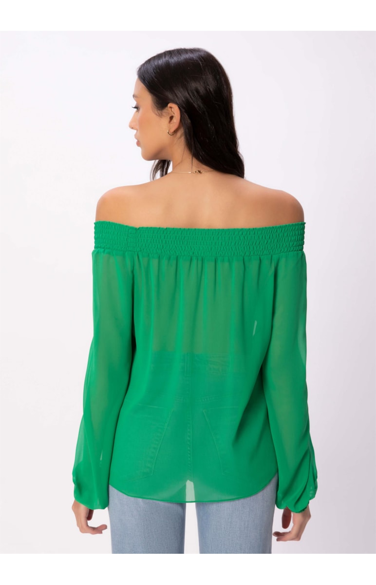 Blusa Chiffon Light Lastex Verde Bandeira