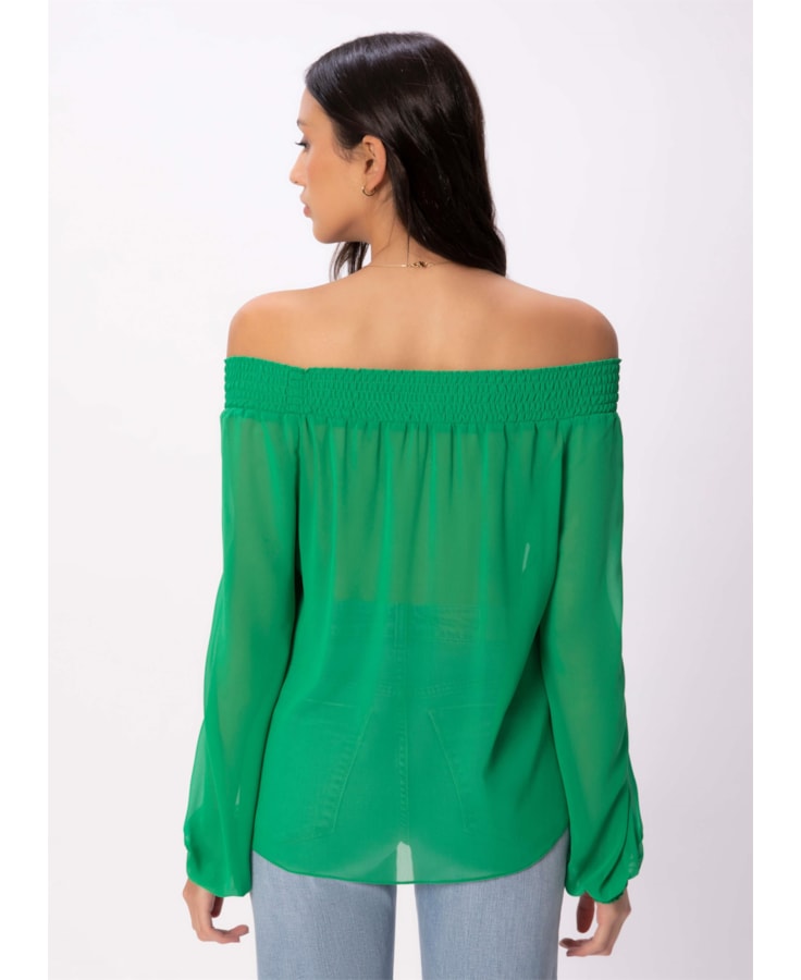 Blusa Chiffon Light Lastex Verde Bandeira
