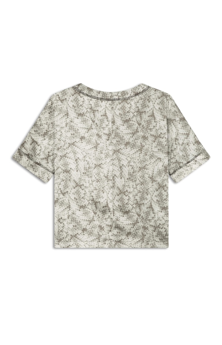 Blusa Crepe Estampada Grafite