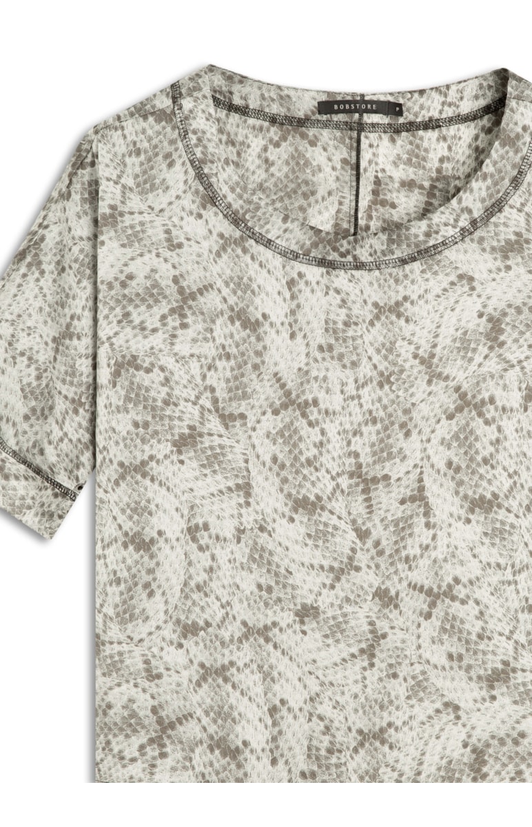 Blusa Crepe Estampada Grafite