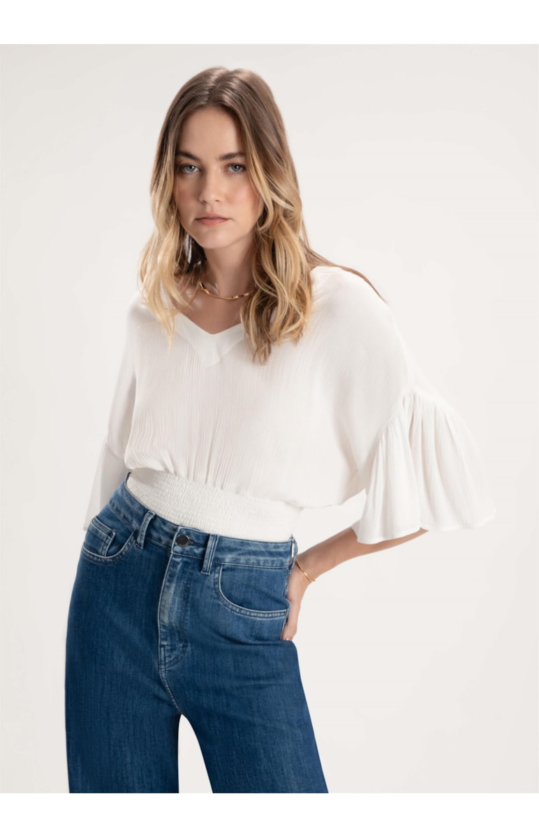 Blusa Crepe India Off White