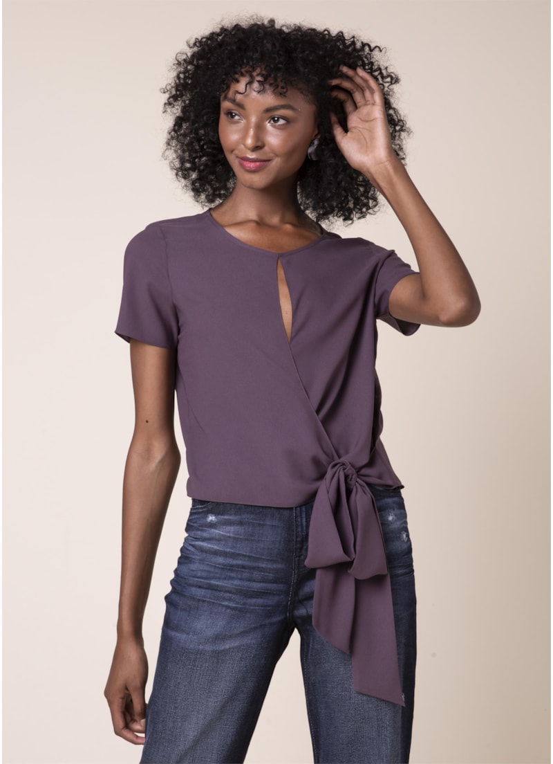 Blusa Cropped Amarração Bordeaux