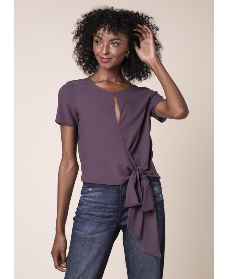 Blusa Cropped Amarração Bordeaux