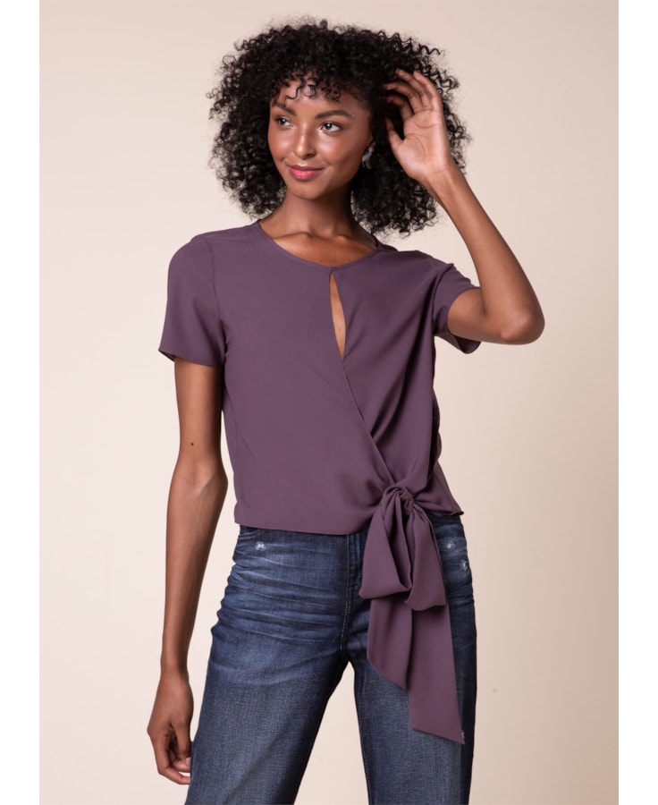 Blusa Cropped Amarração Bordeaux