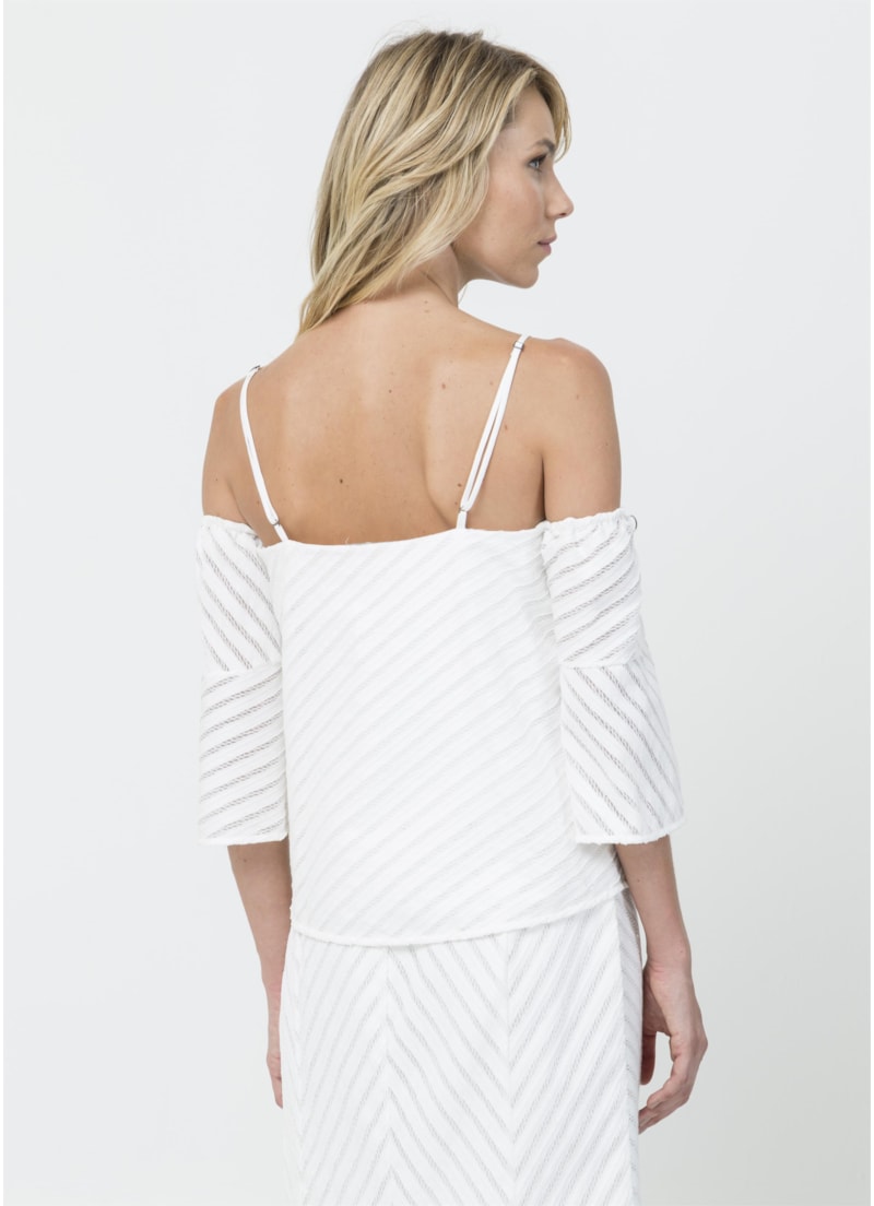 Blusa Cropped Listrada Off White
