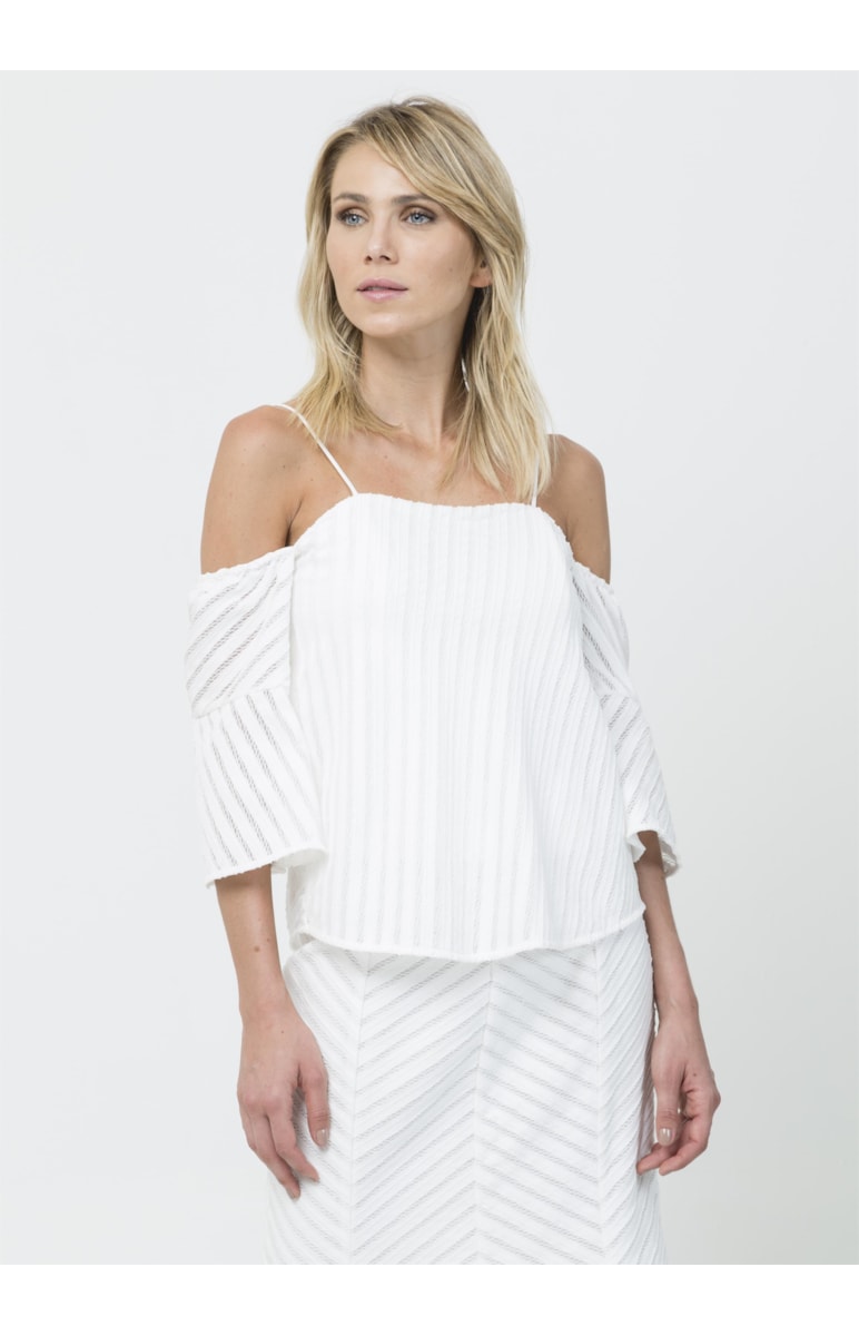 Blusa Cropped Listrada Off White