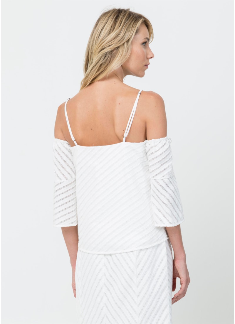 Blusa Cropped Listrada Off White