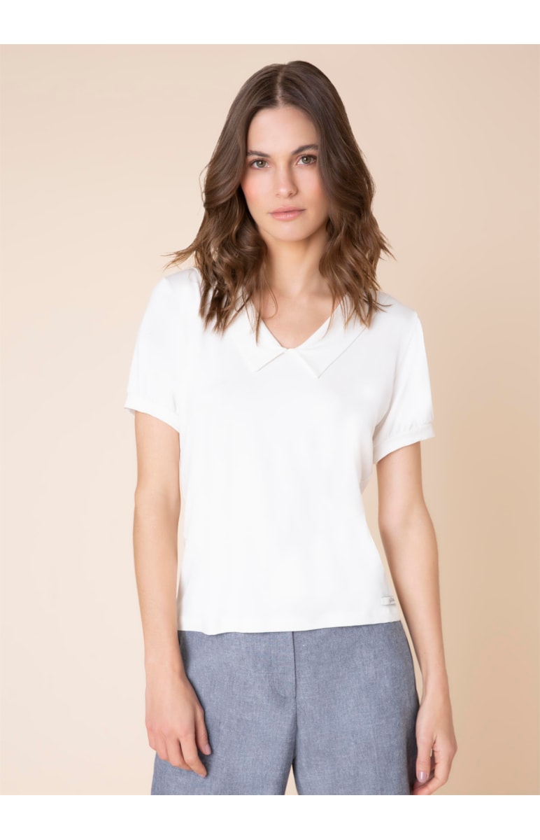 Blusa Decote Gravata Off White