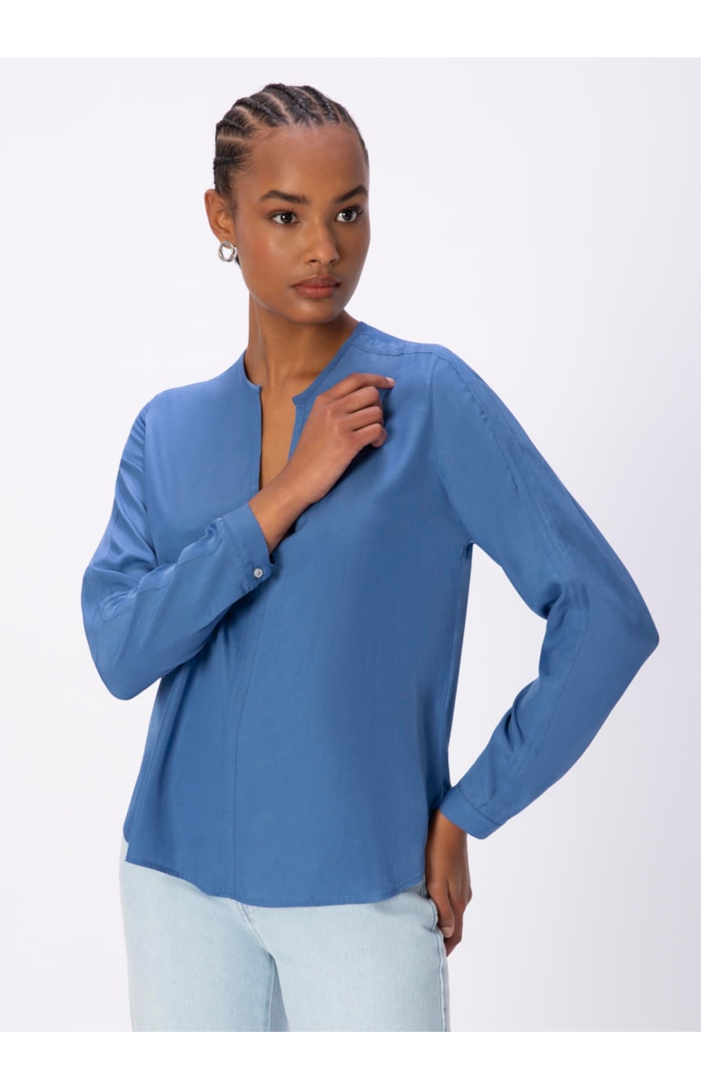 Blusa Decote v Azul