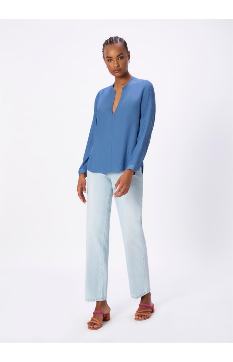 Blusa Decote v Azul