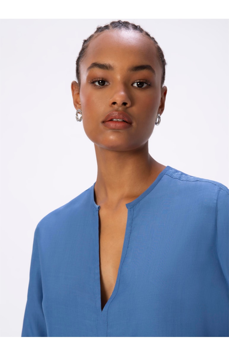 Blusa Decote v Azul