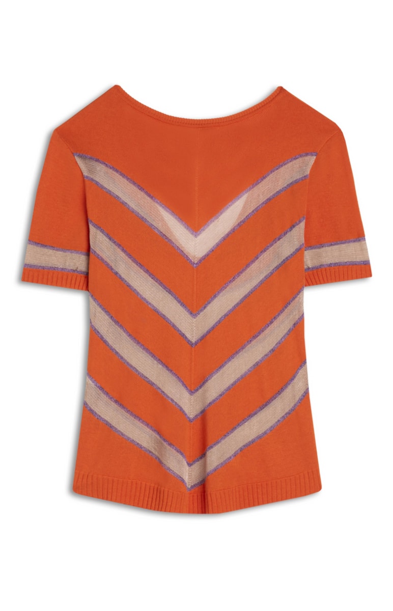 Blusa Decote v Listras Coral