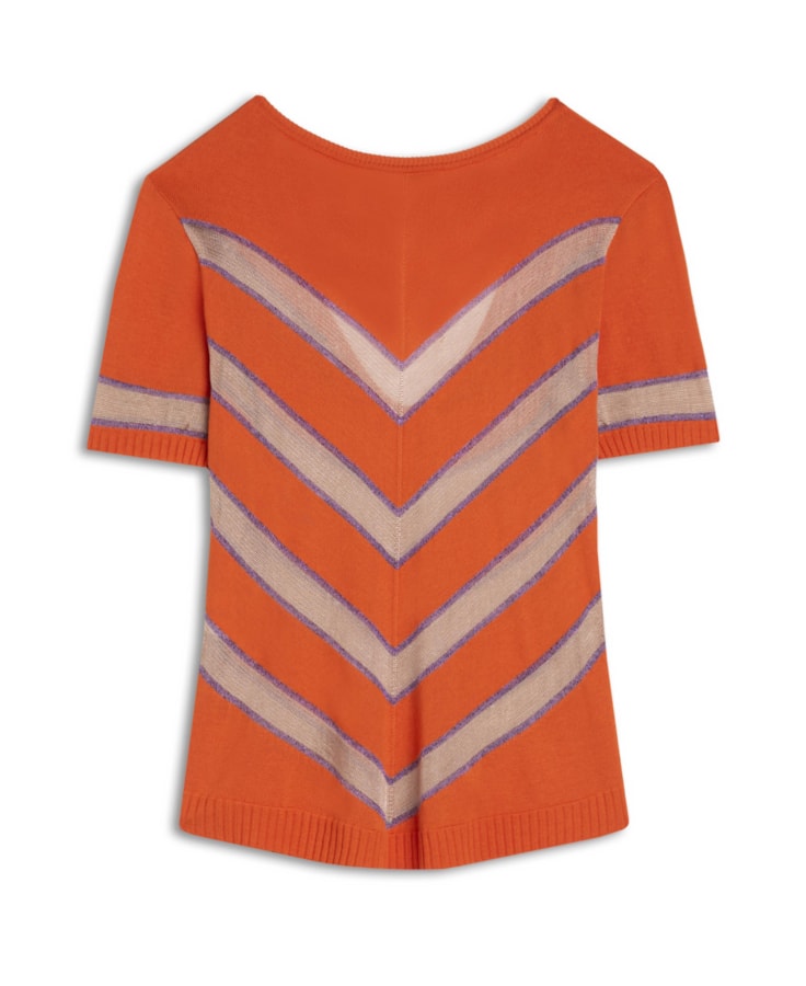 Blusa Decote v Listras Coral