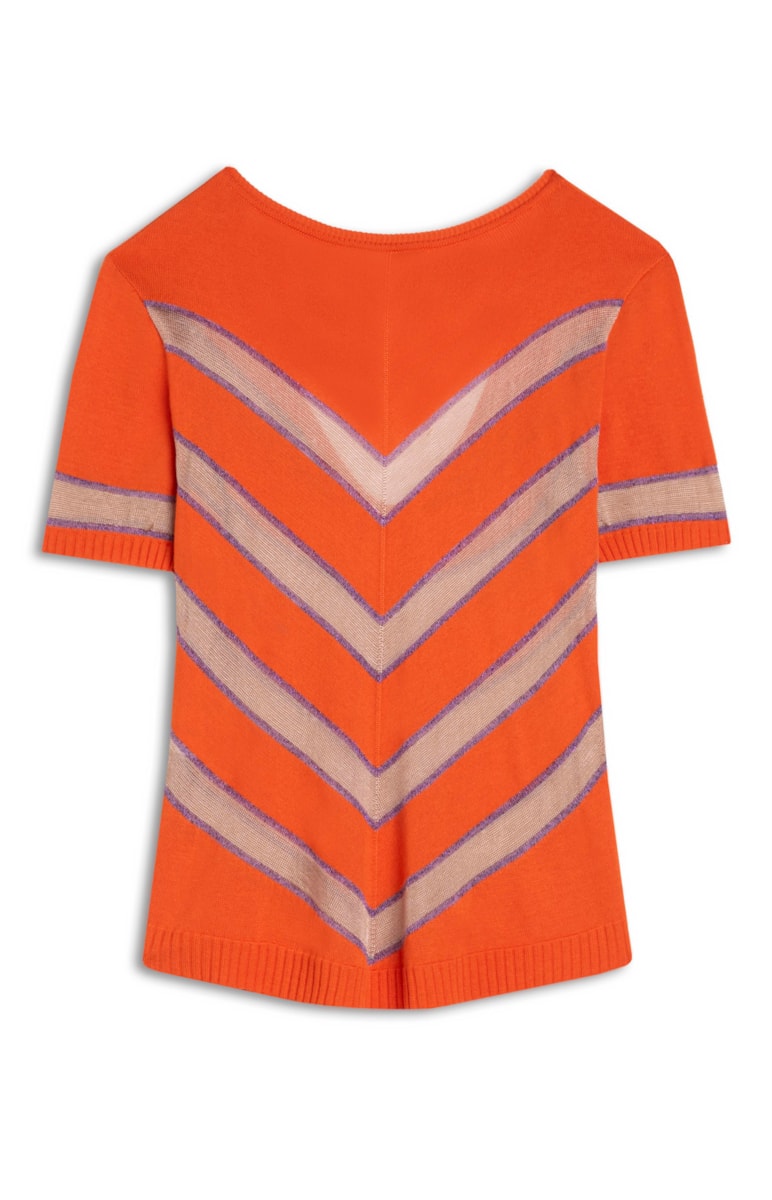 Blusa Decote v Listras Coral