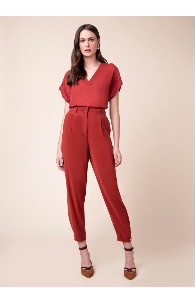Blusa Decote v Vermelho