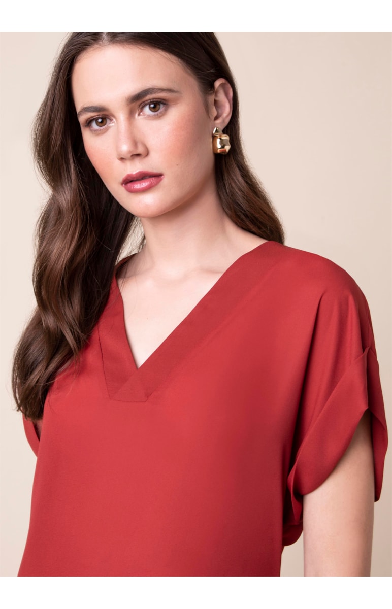 Blusa Decote v Vermelho