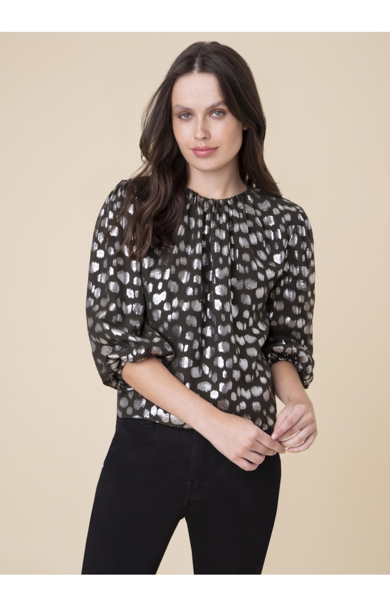 Blusa Devore Manga Bufante Preto