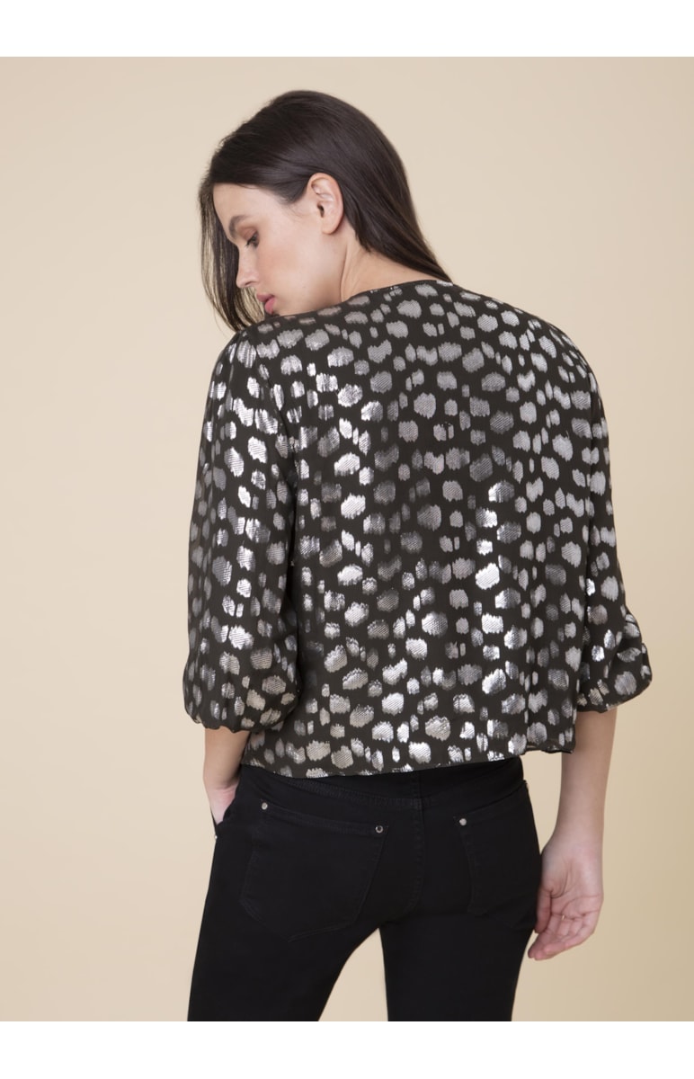Blusa Devore Manga Bufante Preto