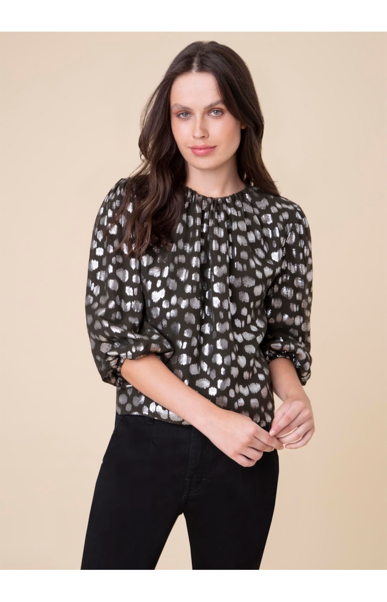Blusa Devore Manga Bufante Preto