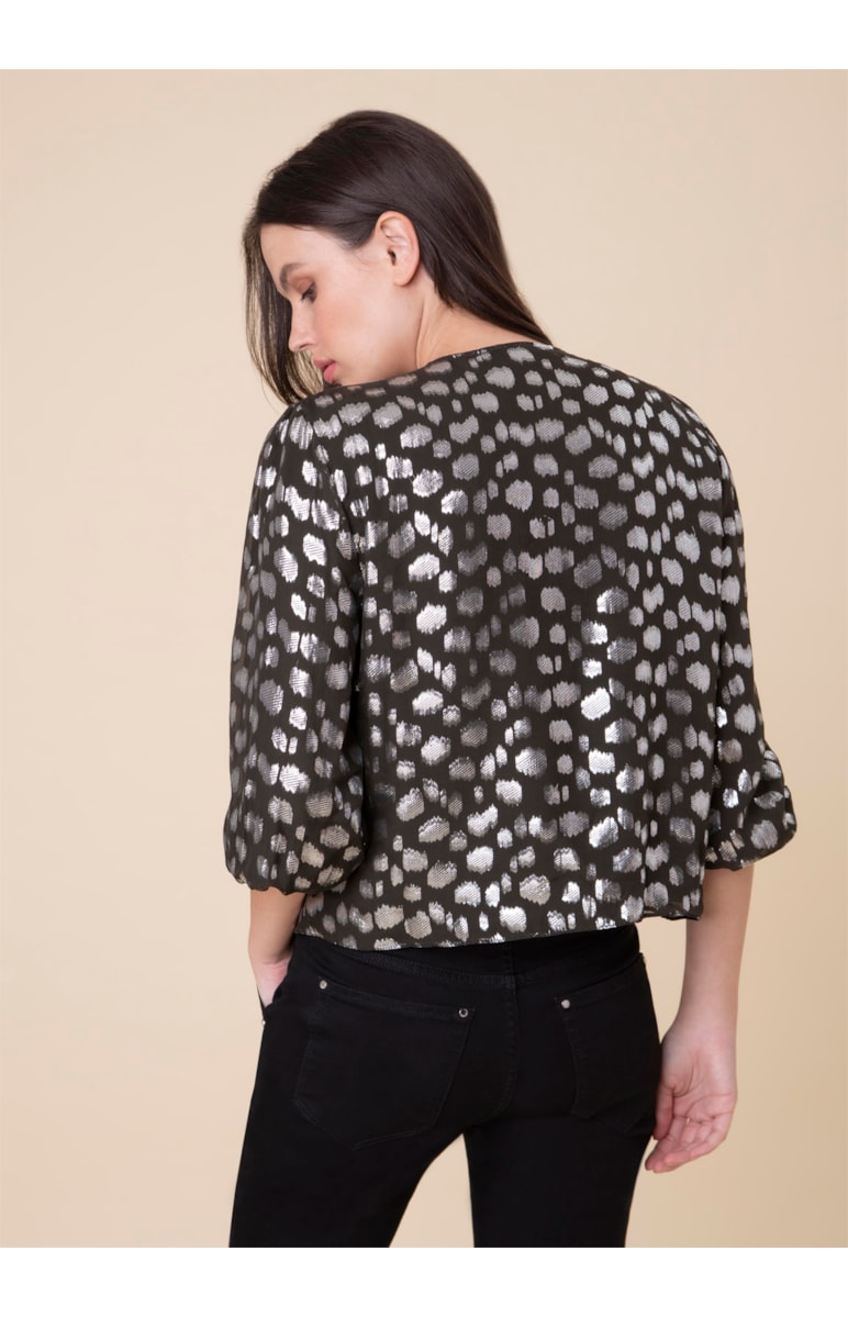 Blusa Devore Manga Bufante Preto