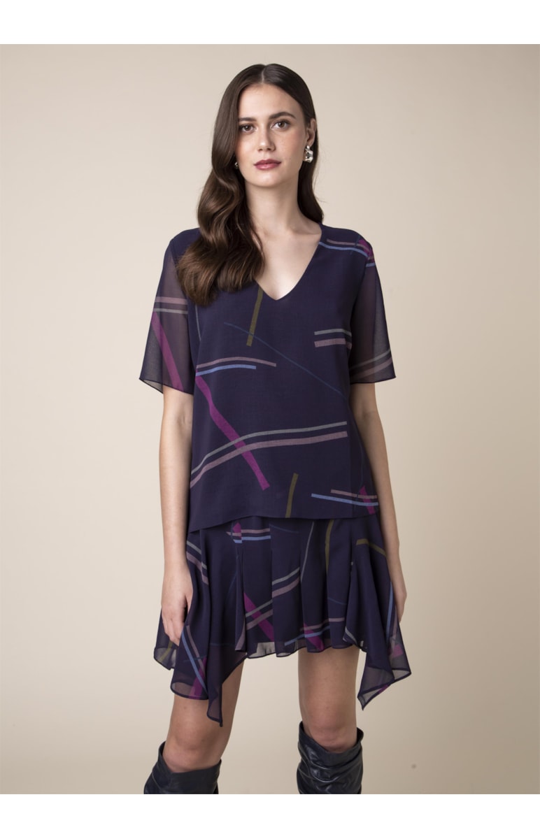 Blusa Eletric Stripes Estampado Beringela
