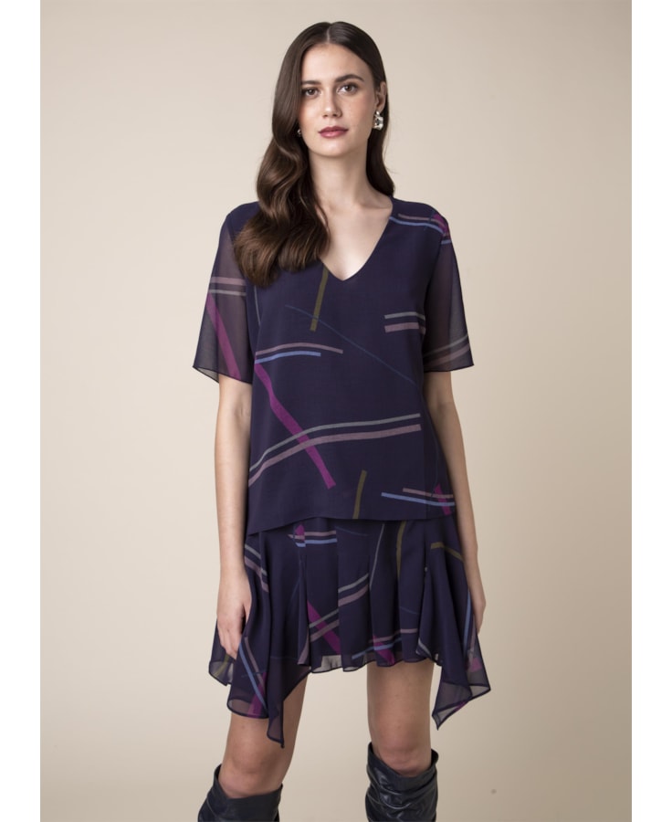 Blusa Eletric Stripes Estampado Beringela