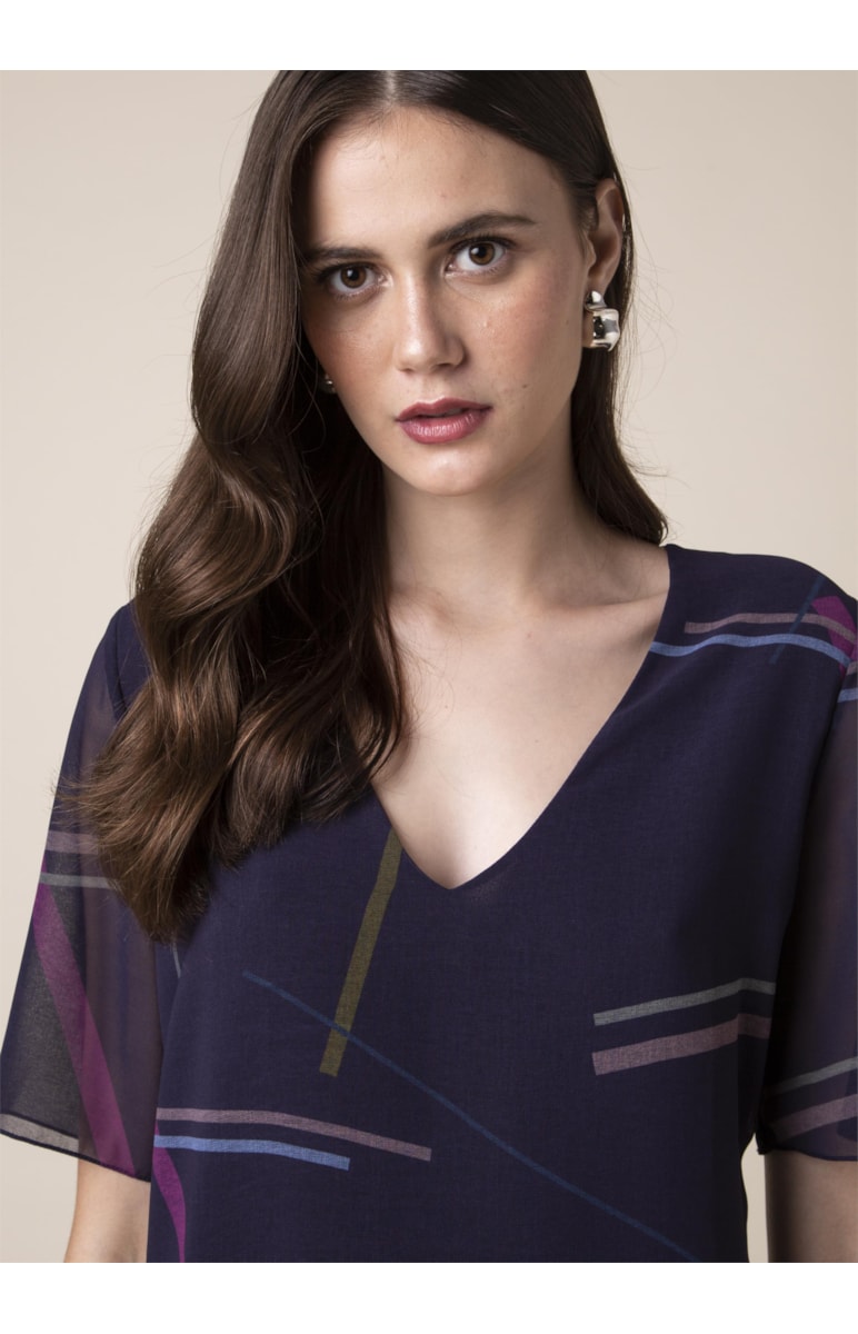Blusa Eletric Stripes Estampado Beringela