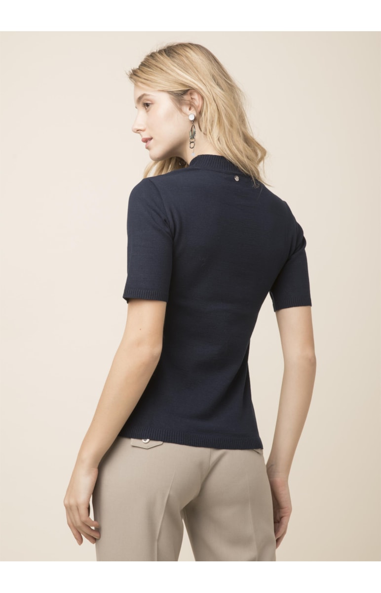 Blusa Estampa Gatinho Dark Navy
