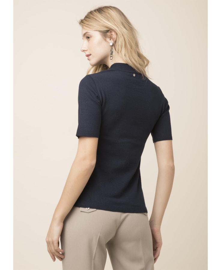 Blusa Estampa Gatinho Dark Navy
