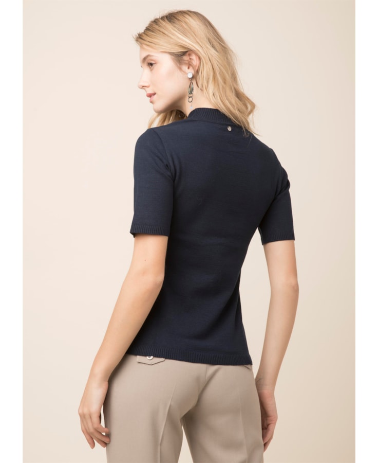Blusa Estampa Gatinho Dark Navy