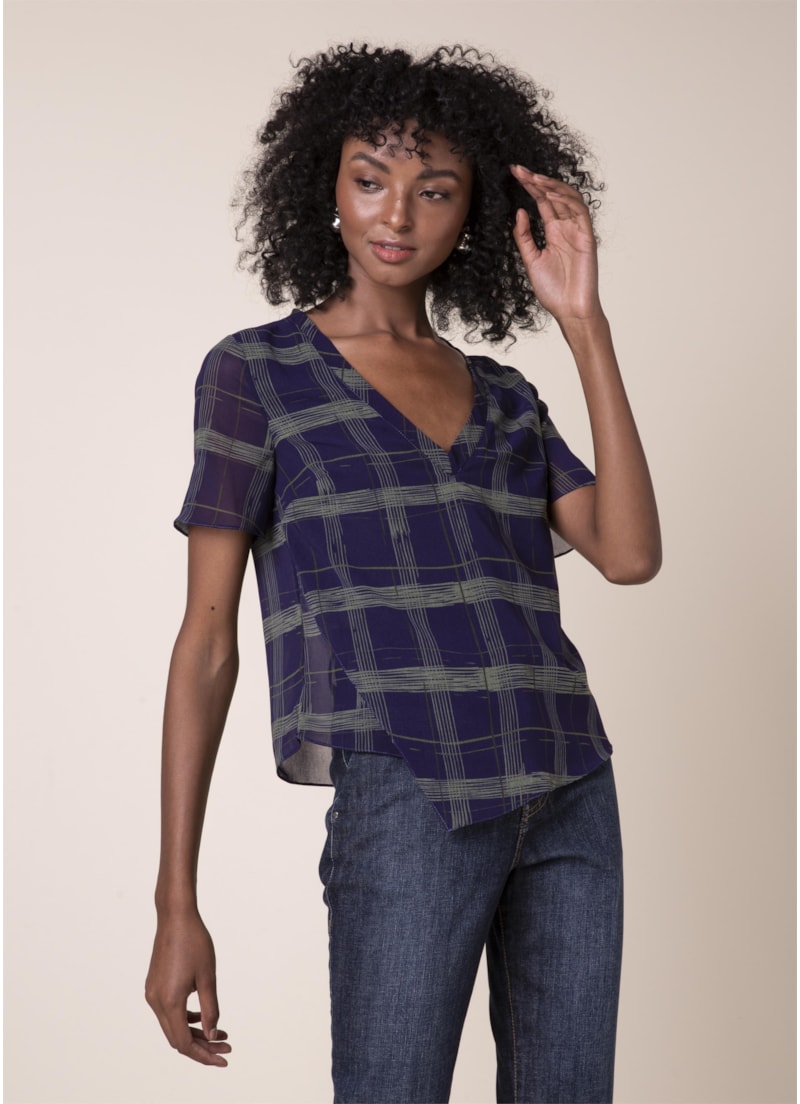 Blusa Estampa New Check Est. Berinjela