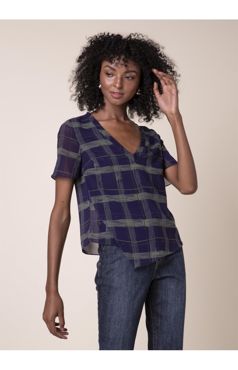 Blusa Estampa New Check Est. Berinjela