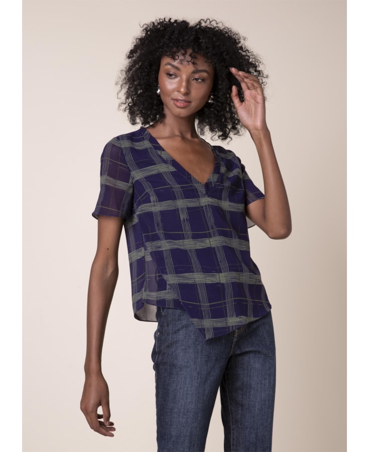 Blusa Estampa New Check Est. Berinjela