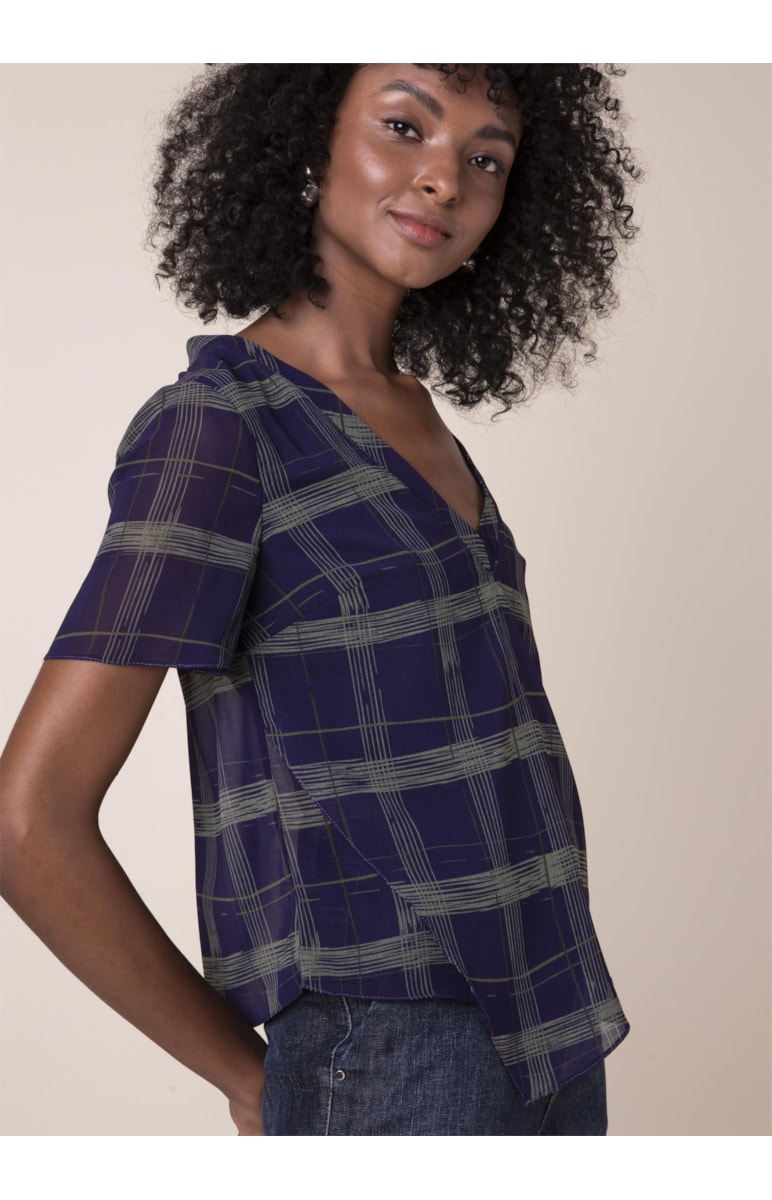 Blusa Estampa New Check Est. Berinjela