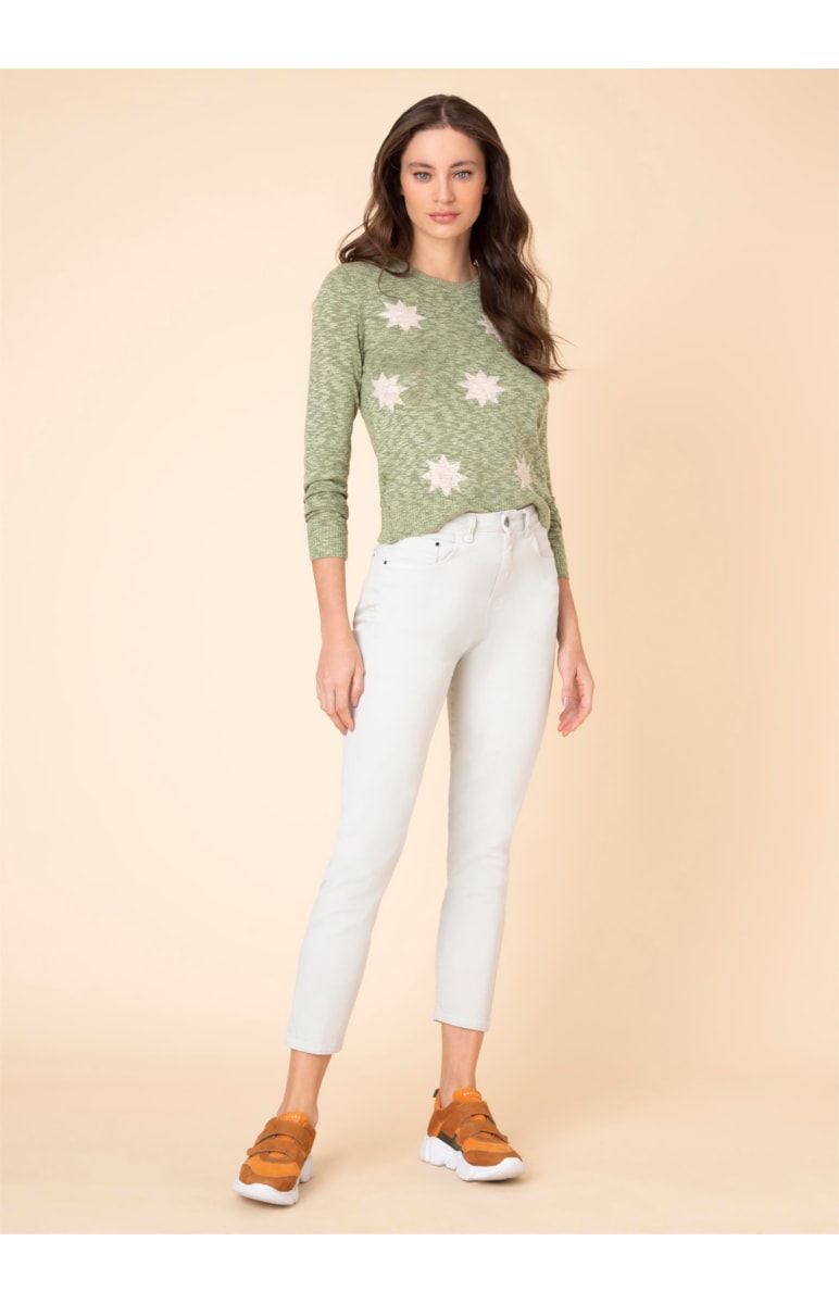 Blusa Flamê Flor Geométrica Verde Maca