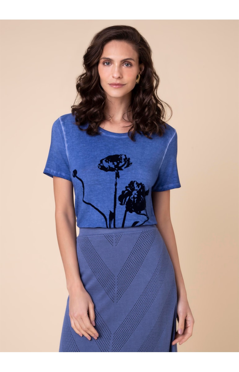 Blusa Flor Caule Azul Seco