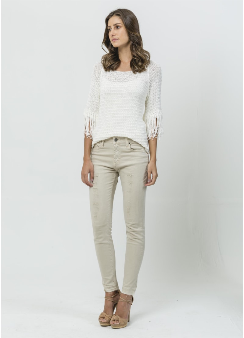 Blusa Franja 7/8 Off White