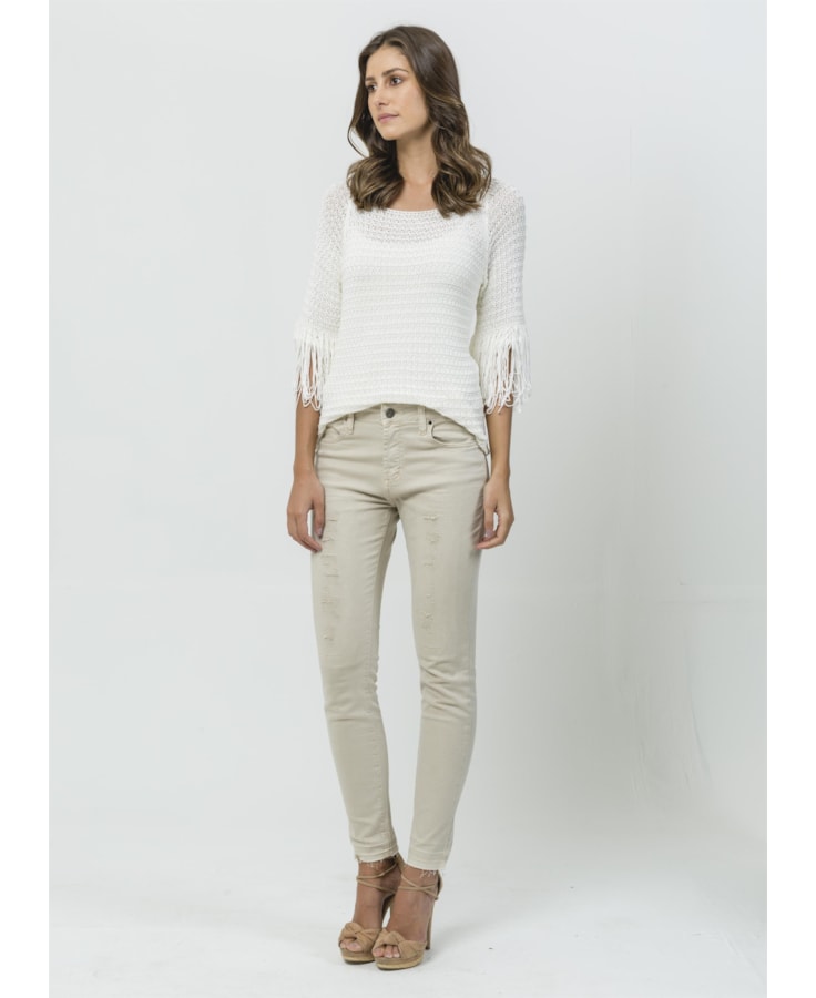 Blusa Franja 7/8 Off White