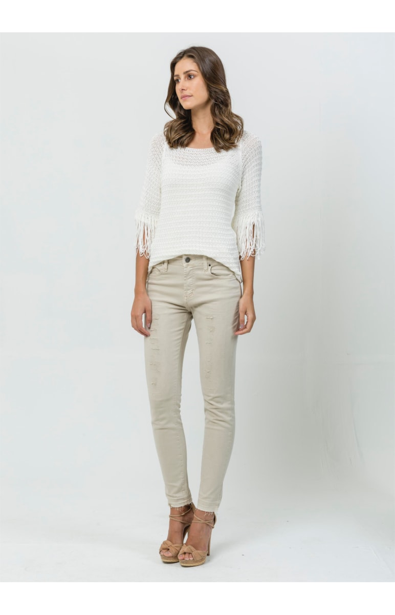 Blusa Franja 7/8 Off White