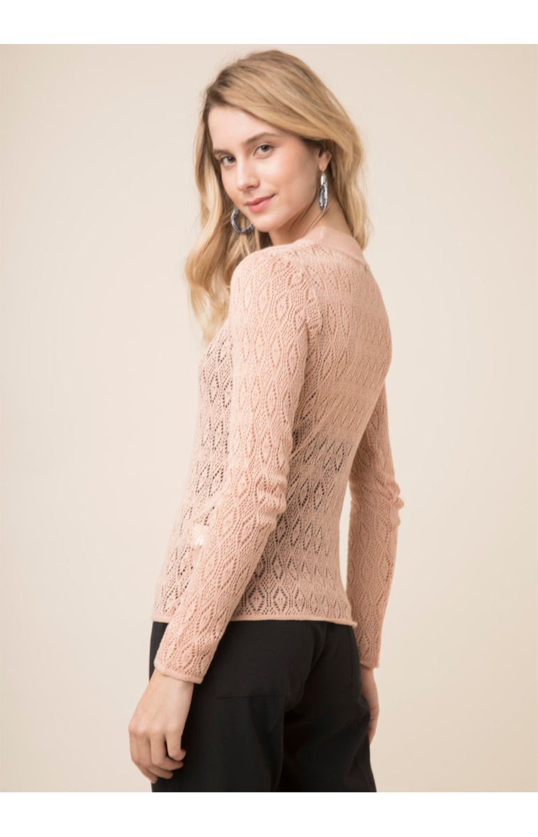 Blusa Gola Alta Rendada Nude