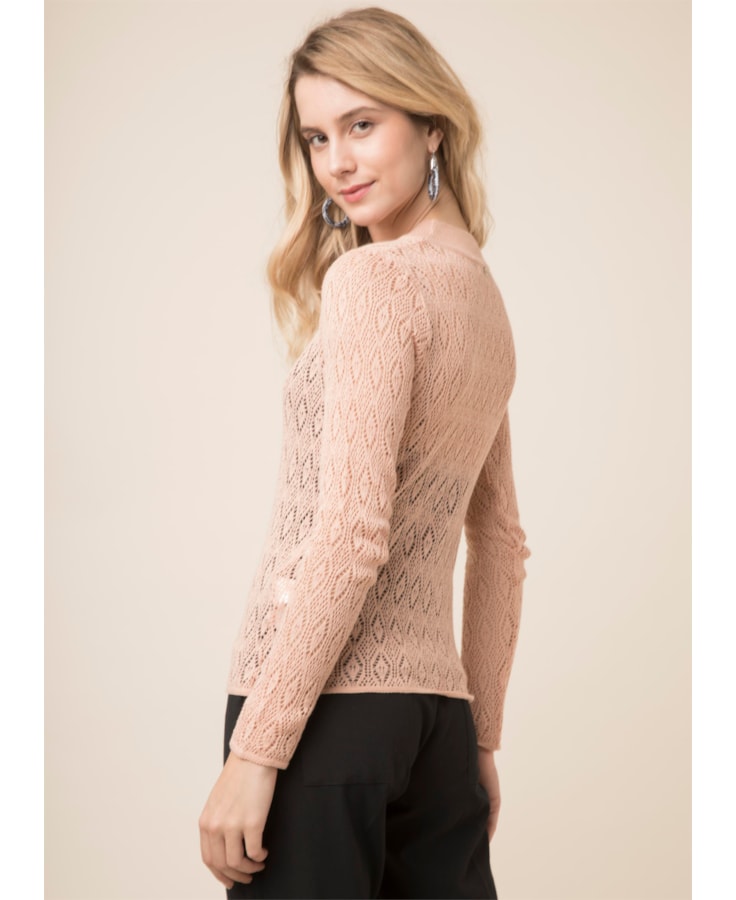 Blusa Gola Alta Rendada Nude