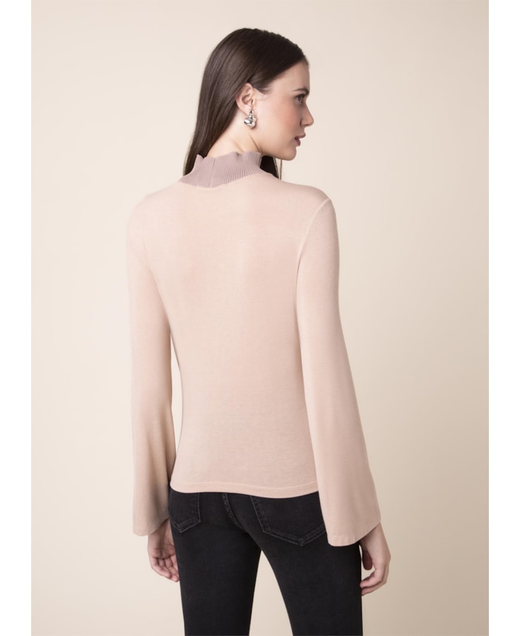 Blusa Gola Alta Retilínea Areia