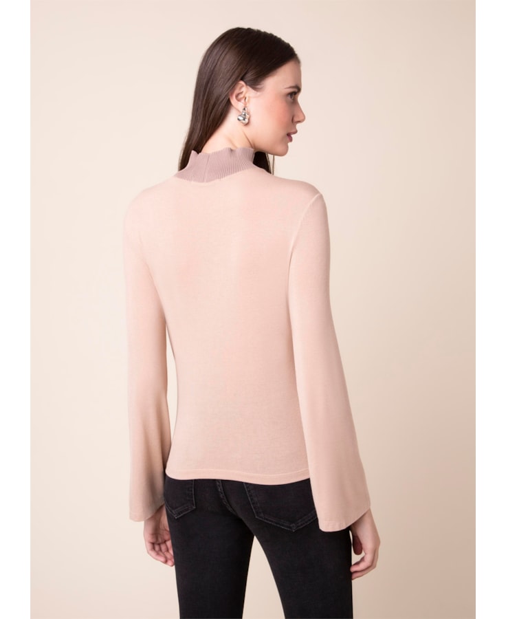 Blusa Gola Alta Retilínea Areia