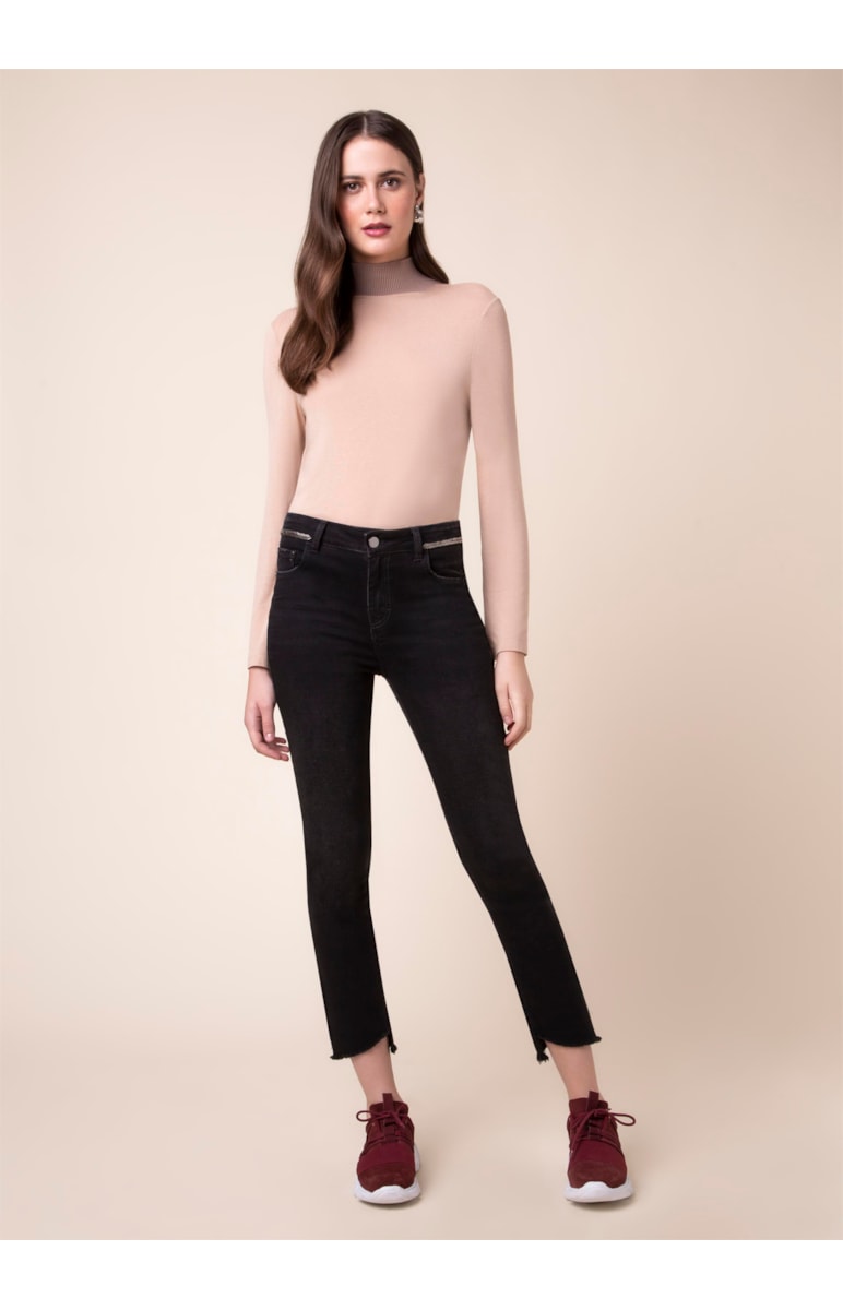 Blusa Gola Alta Retilínea Areia